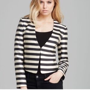 NWOT Anthropologie Dolce Vita Striped Cropped Blazer Cream Black Medium M Jacket